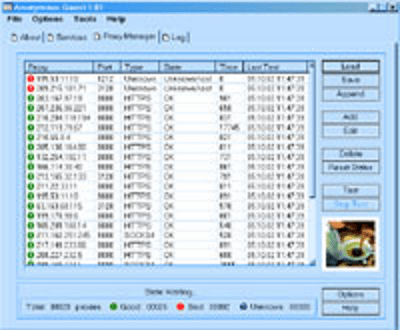 Screenshot of the application Anonymous Guest - Proxy Checker, SOCKS Manager - #2