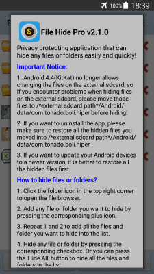 Screenshot of the application File Hide Pro - #8