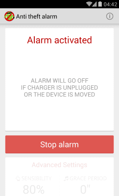 Screenshot of the application Anti Theft Alarm - #4