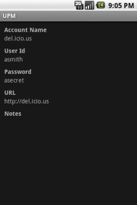 Screenshot of the application Universal Password Manager - #2