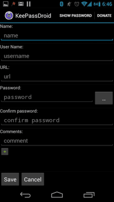 Screenshot of the application KeePassDroid - #4