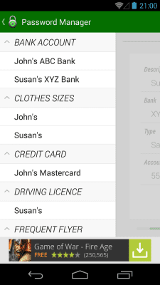 Screenshot of the application Password Manager Lite - #4