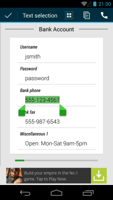 Screenshot of the application Password Manager Lite - #7