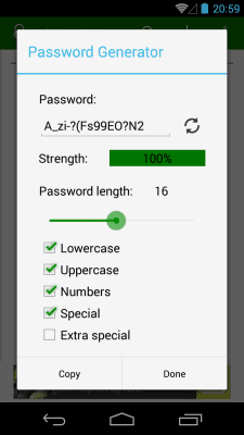 Screenshot of the application Password Manager Lite - #8