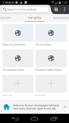 Screenshot of the application Orfox - #2