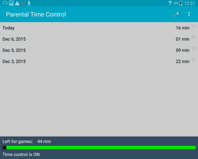 Screenshot of the application Parental Time Control - #9