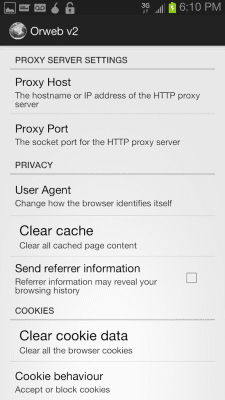 Screenshot of the application Orweb: Private Web Browser - #4