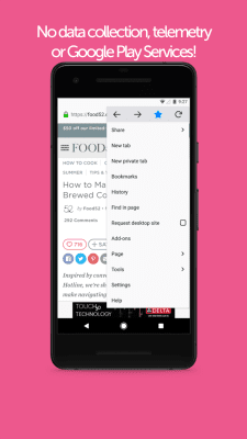 Screenshot of the application Waterfox Privacy Web Browser for Android - #3