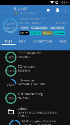 Screenshot of the application BiglyBT torrent client with remote control - #2