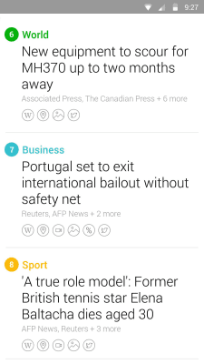 Screenshot of the application Yahoo News Digest - #2