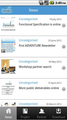 Screenshot of the application EU FP7 Adventure - #2