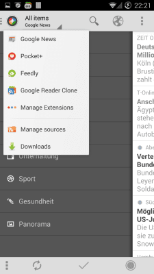 Screenshot of the application Google Reader Clone | News+ - #3