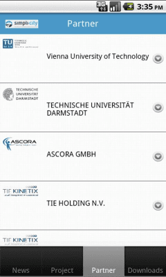 Screenshot of the application EU FP7 SIMPLI-CITY - #2