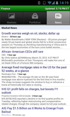 Screenshot of the application Google Finance - #2