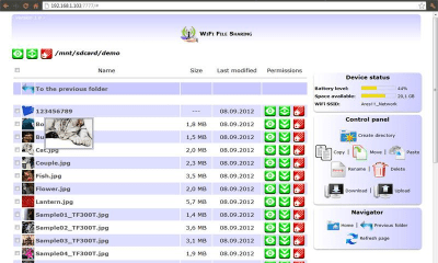 Screenshot of the application WiFi File Sharing Demo - #3