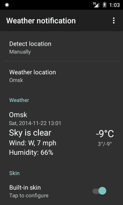 Screenshot of the application Weather notification - #5