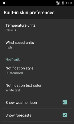Screenshot of the application Weather notification - #6