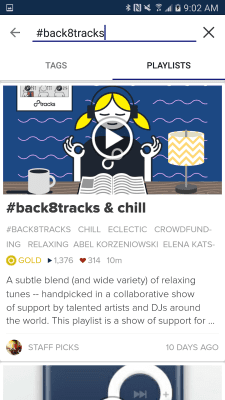 Screenshot of the application 8tracks playlist radio - #4