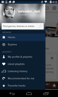 Screenshot of the application 8tracks playlist radio - #8