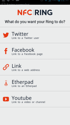 Screenshot of the application NFC Ring Control - #2