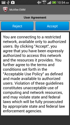 Screenshot of the application McAfee EMM - #2