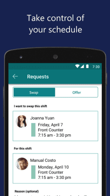 Screenshot of the application Microsoft StaffHub - #3