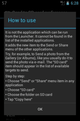 Screenshot of the application Send to SD card - #4