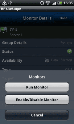 Screenshot of the application HP SiteScope - #2