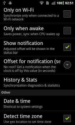 Screenshot of the application ClockSync - #2