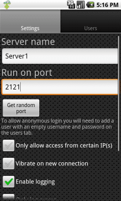 Screenshot of the application FTP Server Ultimate - #2