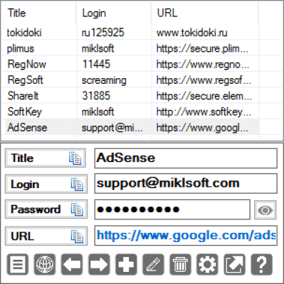 Screenshot of the application Passwords Base - #3