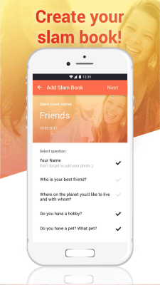 Screenshot of the application Questionnaire Secrets of Friends - #2