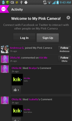 Screenshot of the application My Pink Camera Instasocial - #2