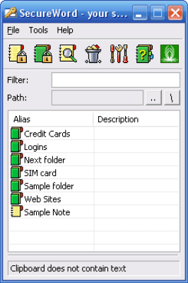 Screenshot of the application SecureWord - #3
