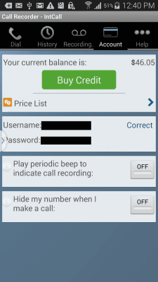 Screenshot of the application Call Recorder - IntCall - #5