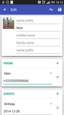 Screenshot of the application Contacts VCF - #4
