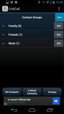 Screenshot of the application CritiCall Free - #2