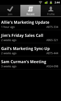 Screenshot of the application IBM SmartCloud Meetings - #3