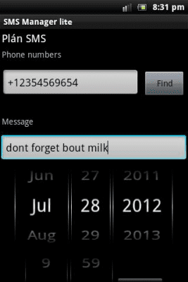 Screenshot of the application SMS lite manager - #3