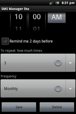 Screenshot of the application SMS lite manager - #4