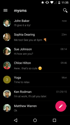 Screenshot of the application MySMS - #3