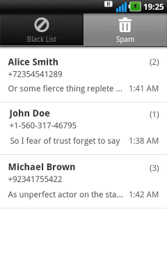Screenshot of the application SMS filter - #2