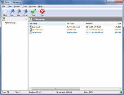 Screenshot of the application IZArc - #4