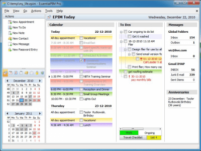 Screenshot of the application EssentialPIM Pro Network - #1