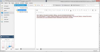 Screenshot of the application EssentialPIM Free - #2