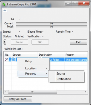 Screenshot of the application ExtremeCopy - #2