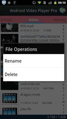 Screenshot of the application Video Player Pro for Android - #5