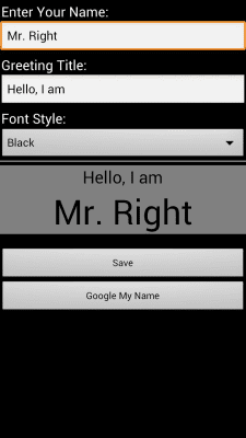 Screenshot of the application Name Card (Name Plate) - #5