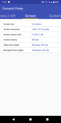 Screenshot of the application Camera2 API Probe - #3