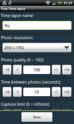 Screenshot of the application Tina Time-lapse - #2